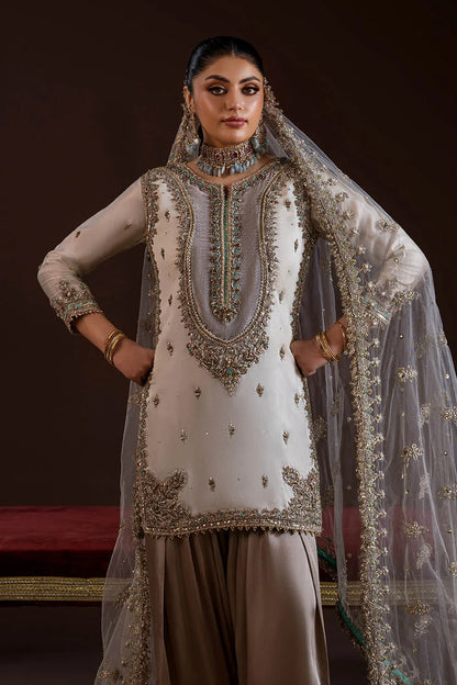 Hand Embroidered Pure Glass Silk Suit