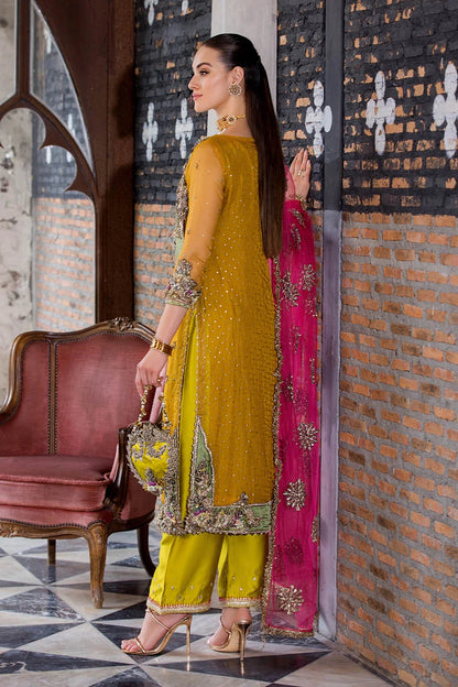 Hand Embroidered Mustard Yellow Pure organza Suit