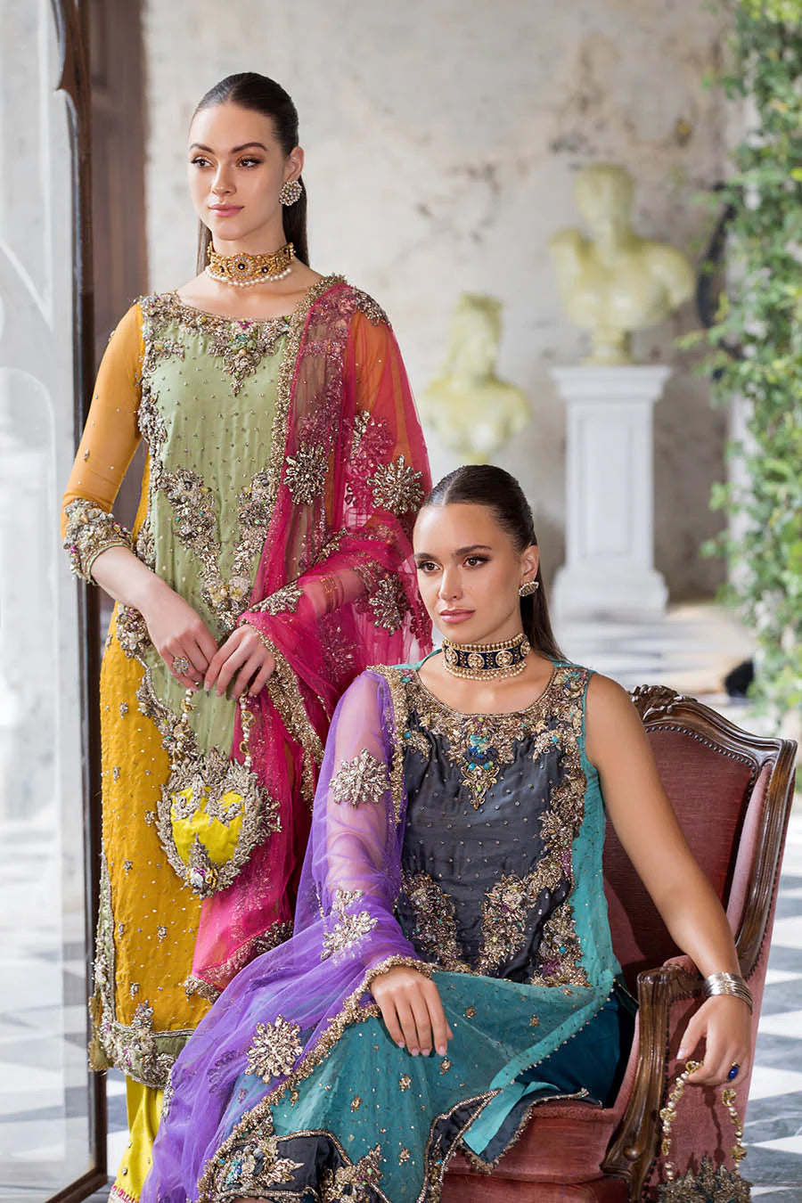 Hand Embroidered Turquoise Pure Organza Suit