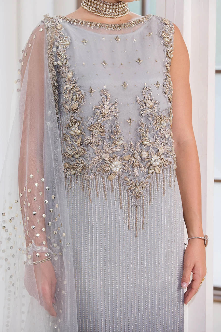 Hand Embroidered Indowestern Suit with Sleeves