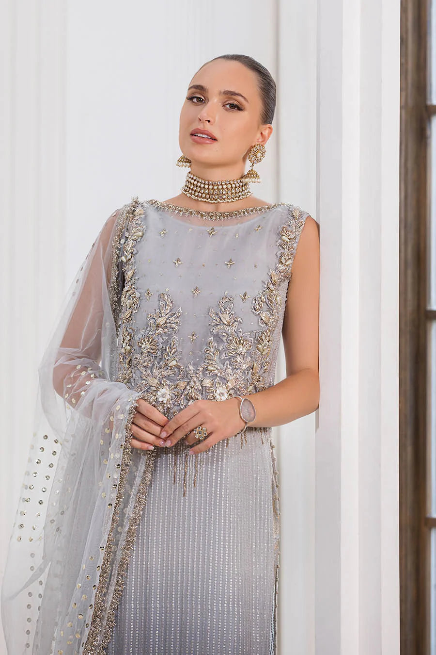 Hand Embroidered Indowestern Suit with Sleeves