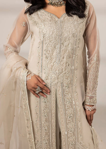 Pearl White Front Open Style Organza Suit