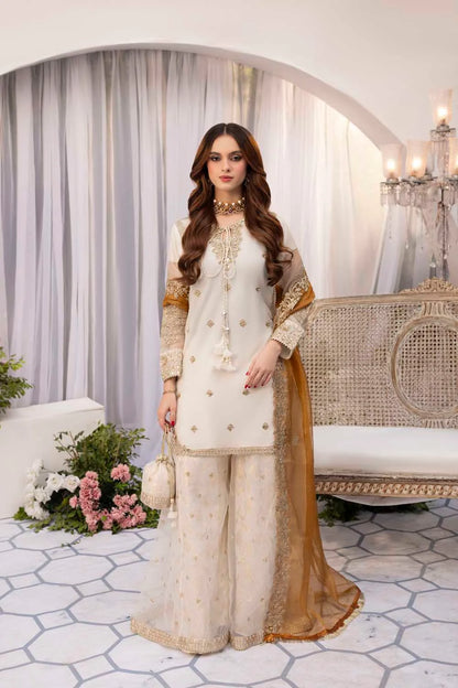 Off White Embellished Sharara with Potli