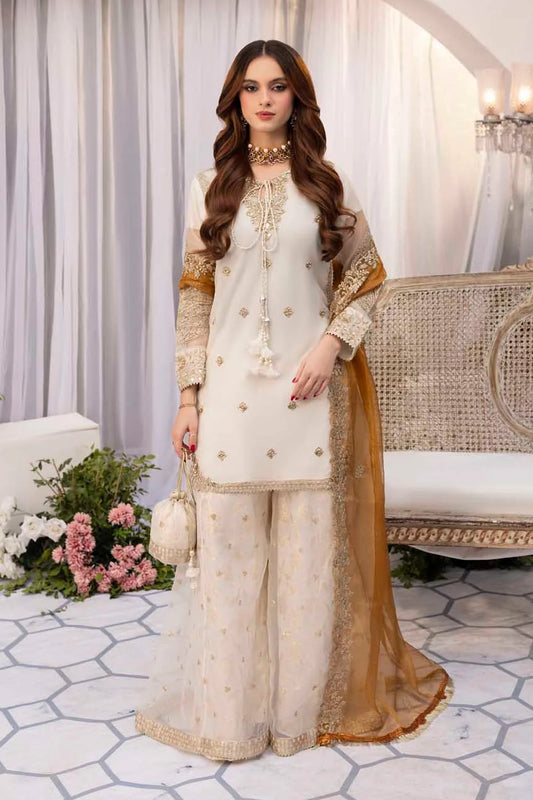 Off White Embellished Sharara with Potli