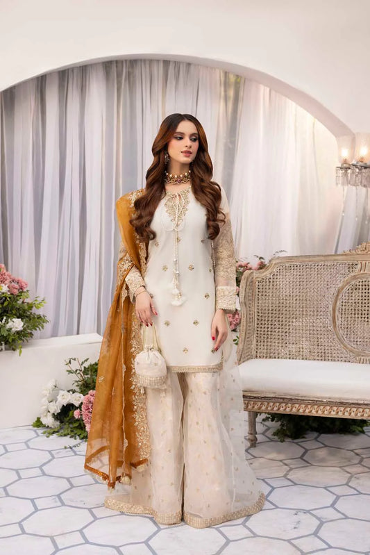 Off White Embellished Sharara with Potli