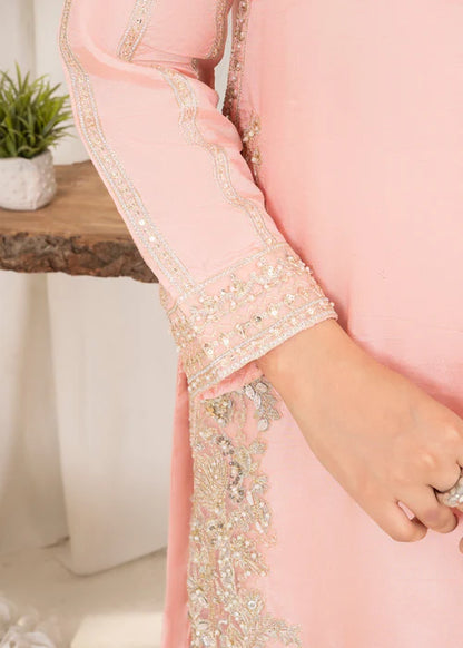 Blush pink Hand Embellished Korean Raw Silk Suit