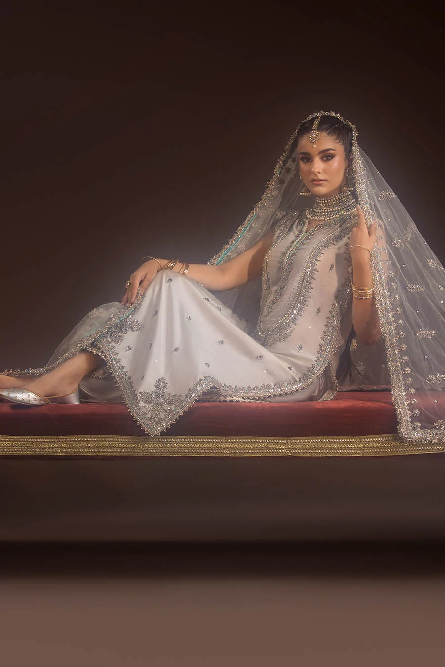 Hand Embroidered Pure Glass Silk Suit