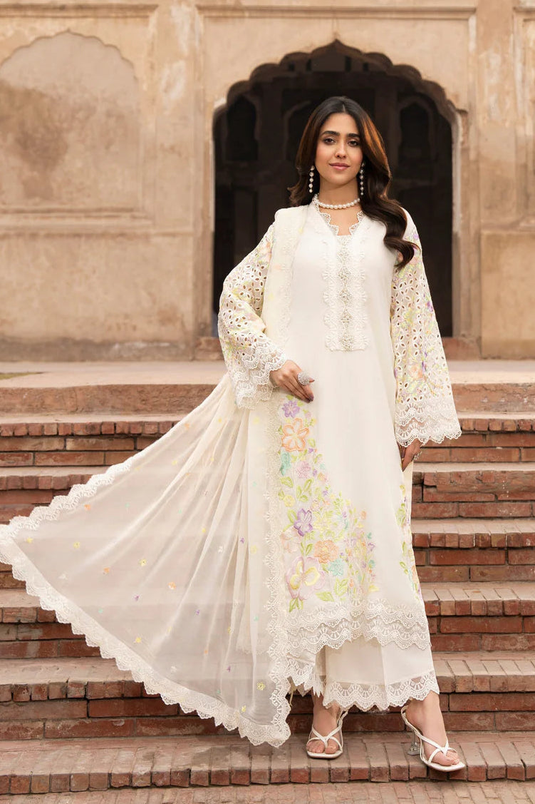 Pearl White Chikankari Embroidered Georgette Suit