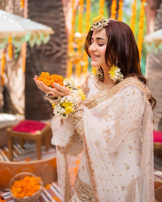 White Handmade Bridal Gharara