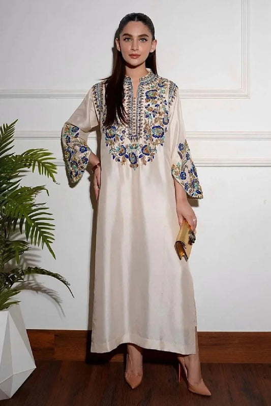 Handmade Pearl White Pure Raw Silk Suit