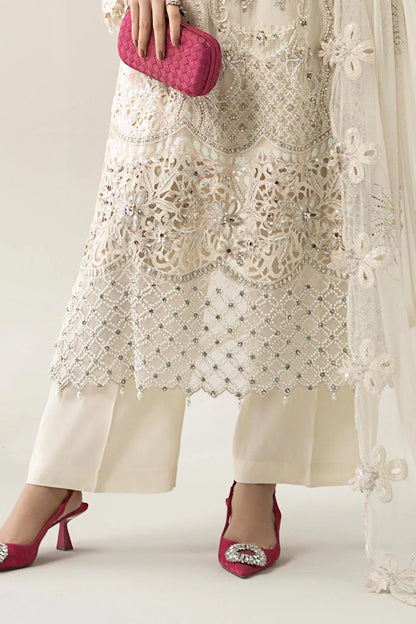 Off-White Pure Chiffon Handmade Suit