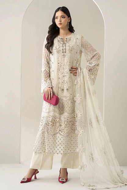Off-White Pure Chiffon Handmade Suit