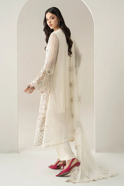 Off-White Pure Chiffon Handmade Suit