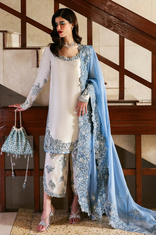 White Handmade Pure Raw Silk Suit with Complementary Pouch