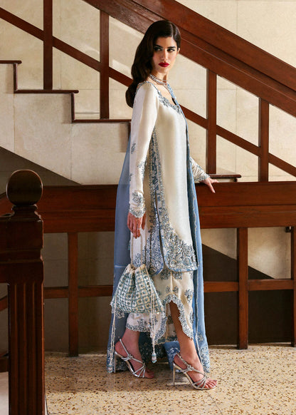 White Handmade Pure Raw Silk Suit with Complementary Pouch