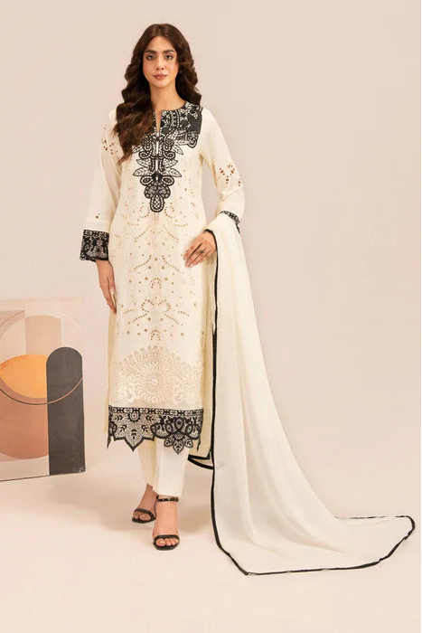 White Embroidered Lawn Kurta Set with Dupatta