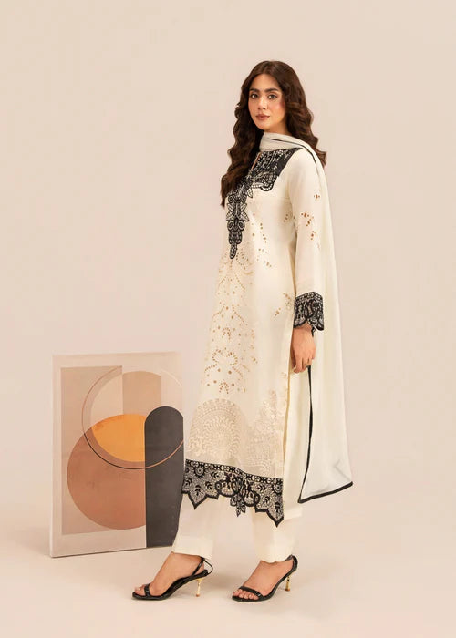 White Embroidered Lawn Kurta Set with Dupatta
