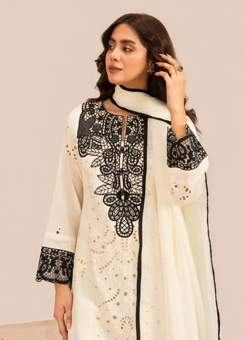 White Embroidered Lawn Kurta Set with Dupatta
