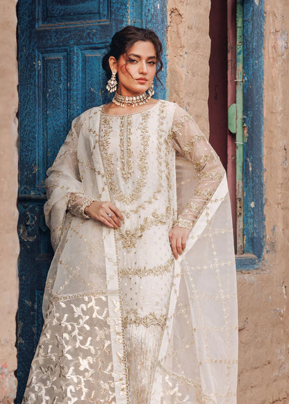 Ivory Handmade Crushed Silk Sharara