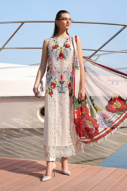 White Chikankari Embroidered Lawn Salwar Kameez Online in Dubai UAE Abudhabi Ajman Sharjah