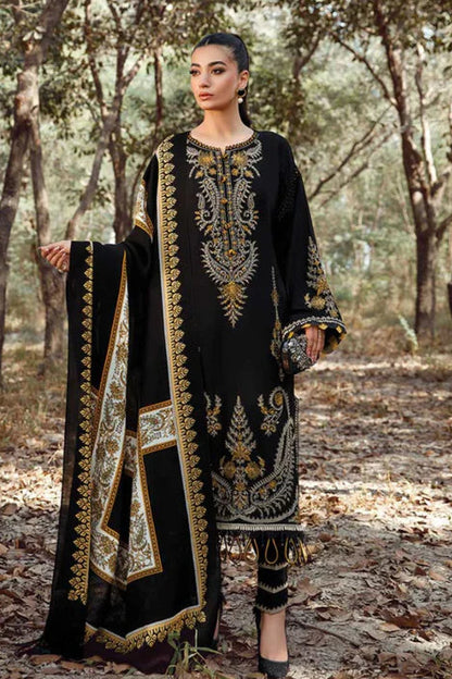 Black Embroidered Winter Kurta Set with Manaar Dupatta