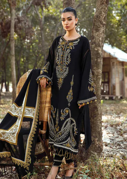 Black Embroidered Winter Kurta Set with Manaar Dupatta