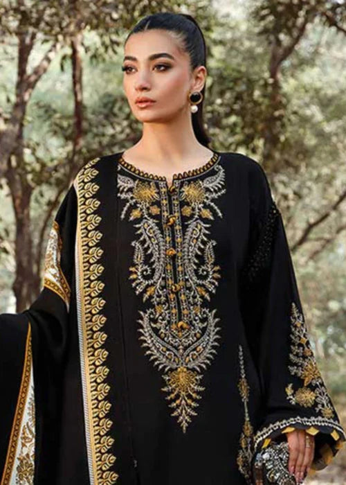 Black Embroidered Winter Kurta Set with Manaar Dupatta