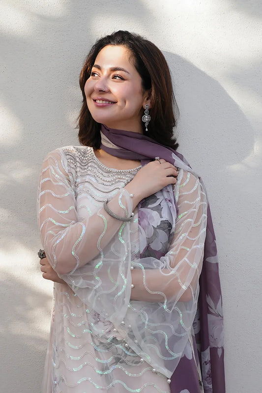 Sequins Embroidered Suit with Pearl Work & Complementary Pouch