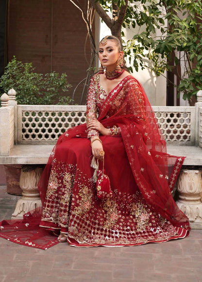 Red Embellished Anarkali Maxi