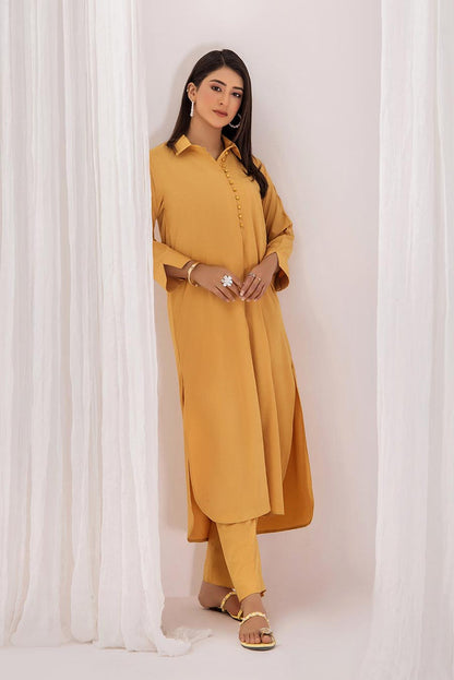 Yellow Wrinkle Free Co-ord Set