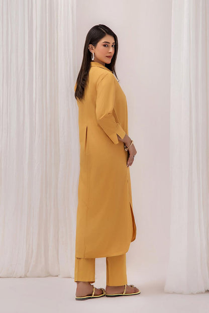 Yellow Wrinkle Free Co-ord Set