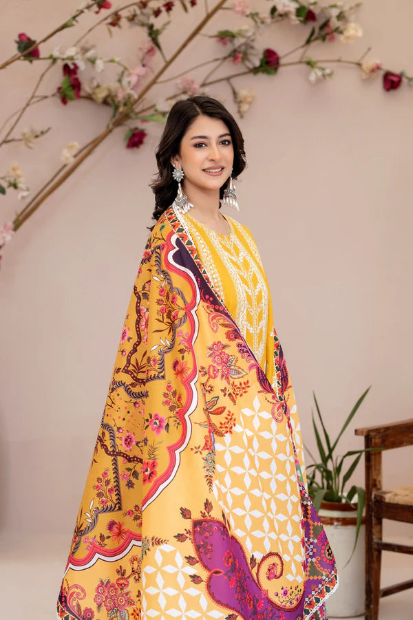 Mustard Yellow Pure Cotton Chikankari Lawn Suit