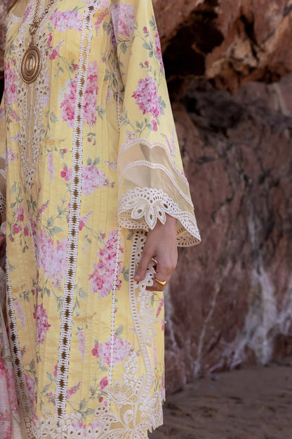 Sunflower Yellow Pure Lawn Suit with Chikankari Laces