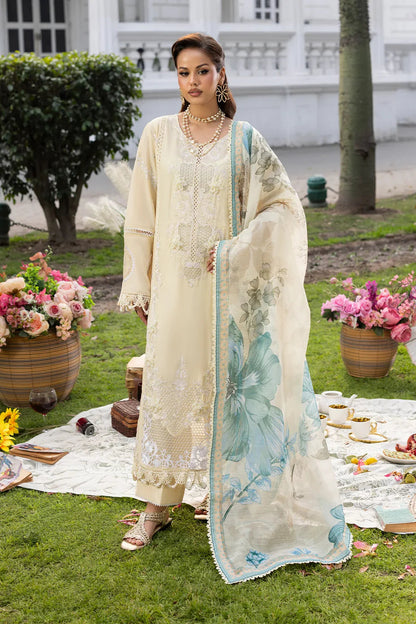 Pale Yellow Lawn Suit with Patchwork Embroidery