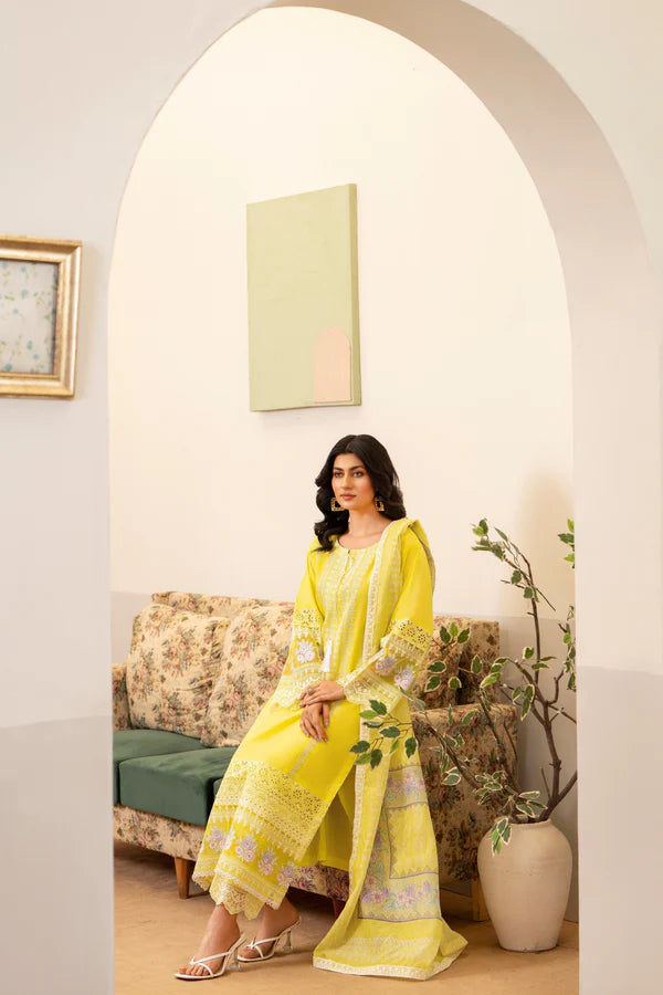 Firefly Yellow Pure Cotton Chikankari Suit