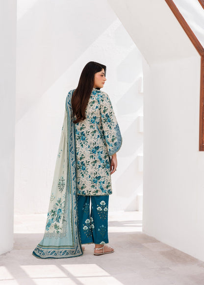 Aegean Blue Embroidered Lawn Ladies Suit Online in Dubai UAE Abudhabi Ajman Sharjah