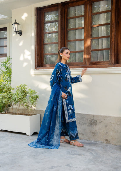 Aegean Blue Embroidered Lawn Ladies Suit Online in KSA Riyadh Saudi Arabia Oman Bahrain Qatar