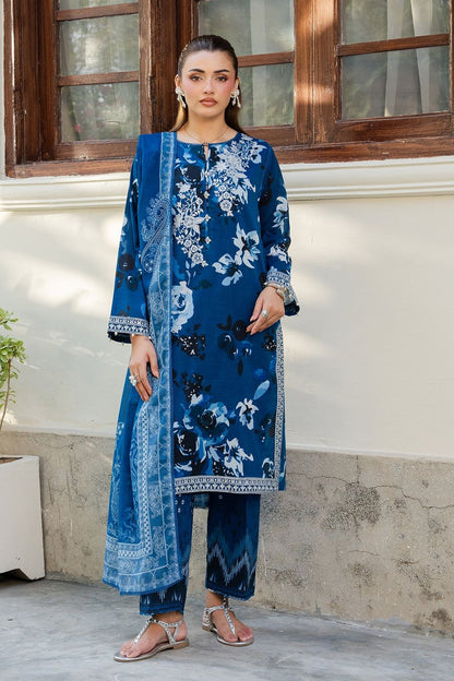 Aegean Blue Embroidered Lawn Suit Online in Dubai UAE Abudhabi Ajman Sharjah