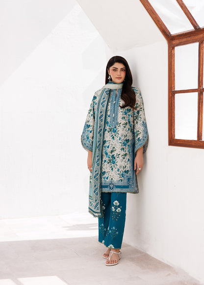 Aegean Blue Lawn Embroidered Shalwar Kameez Online in Sri Lanka India Australia