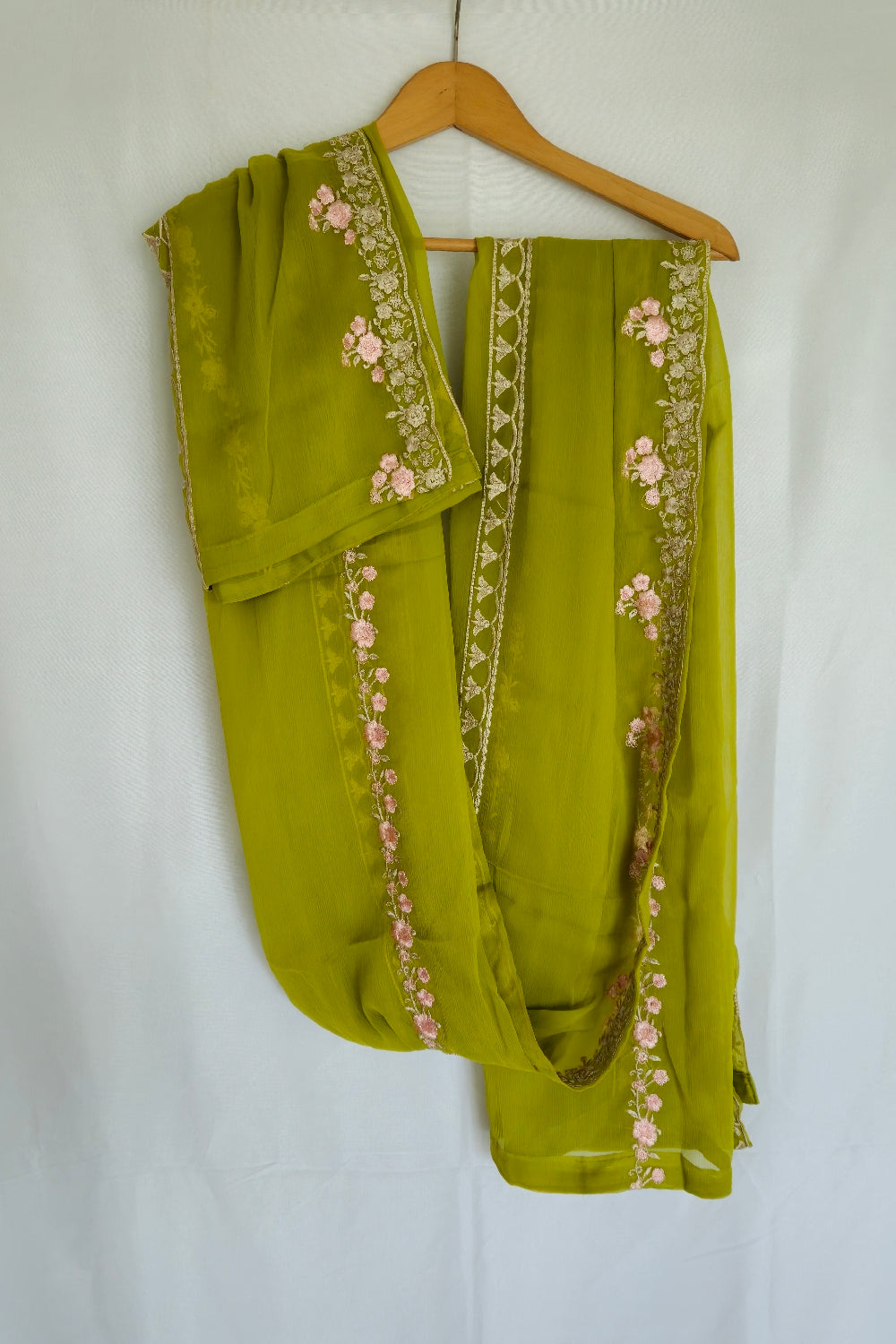 Forest Green Readymade Chiffon Embroidered 2-Piece Suit