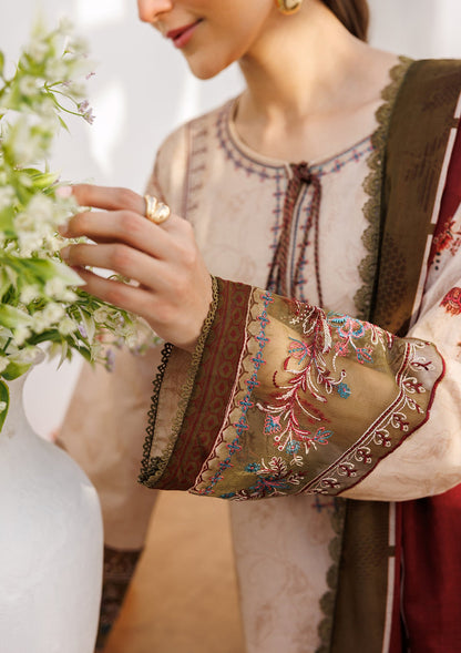 Almond Brown Embroidered Lawn Ladies Suit Online in Sri Lanka India Australia