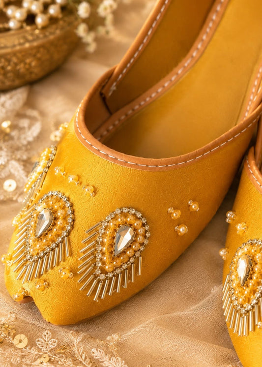 Amber Silk Embroidered Khussa for Women Online in UK USA Canada
