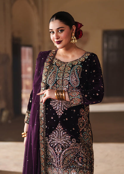 Amethyst Velvet Embellished Wedding Outfit Online in Sri Lanka India Australia