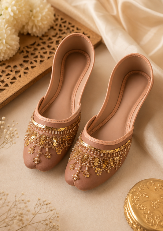 Aniya Collection Baby Pink Khussa Shoes Online in KSA Riyadh Saudi Arabia Oman Bahrain Qatar