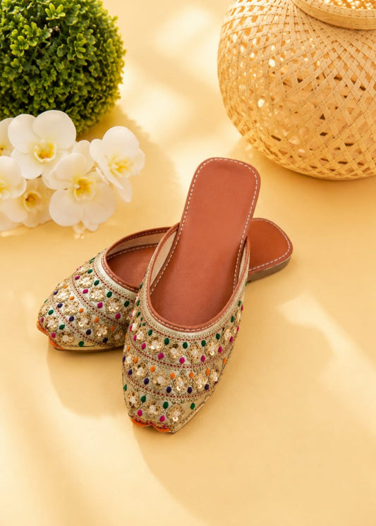Aniya Collection Premium Multicolor Embroidered Khussa Wedding Shoes Online in KSA Riyadh Saudi Arabia Oman Bahrain Qatar