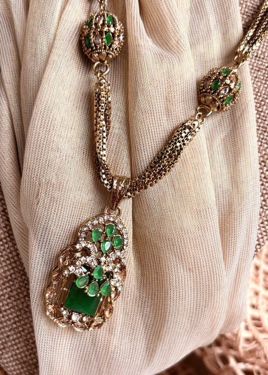 Antique Bridal Jewellery Set Green Online in KSA Riyadh Saudi Arabia Oman Bahrain Qatar