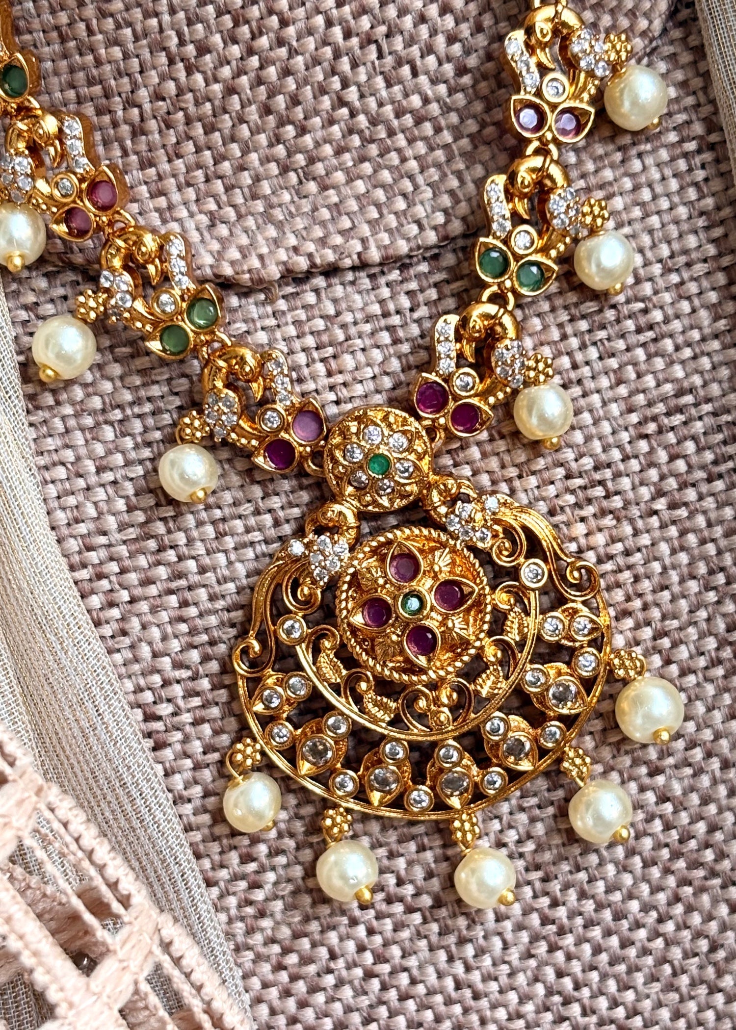 Antique Finish Gold Necklace Set with Earrings Online in UK USA Canada