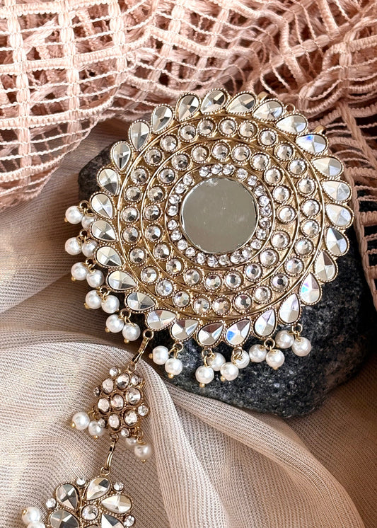 Antique Finish Hair Paranda with Mirror Accents Online in KSA Riyadh Saudi Arabia Oman Bahrain Qatar