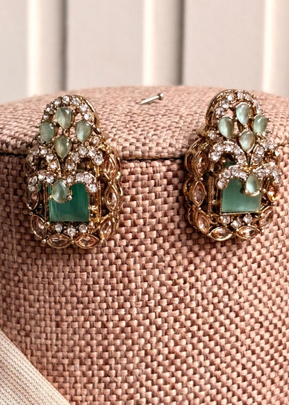 Antique Finish Mint Stone Jewellery Set Online in UK USA Canada