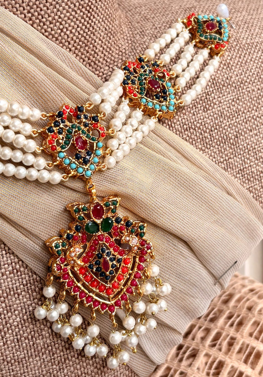 Antique Gold Bridal Choker with Tikka Online in KSA Riyadh Saudi Arabia Oman Bahrain Qatar